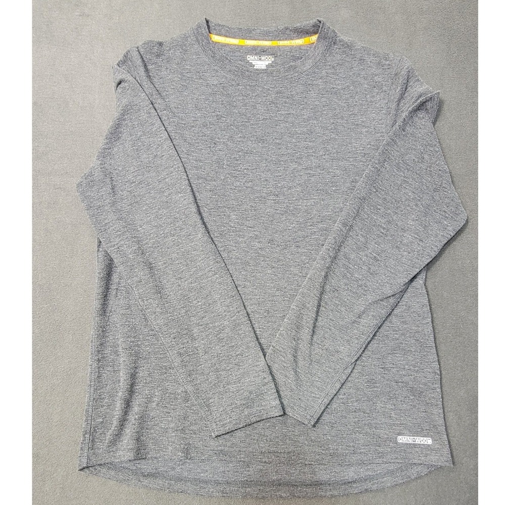 Omni-Wool Mens XL Long Sleeve Base Layer Shirt Heather Grey Wool Blend RN 47325